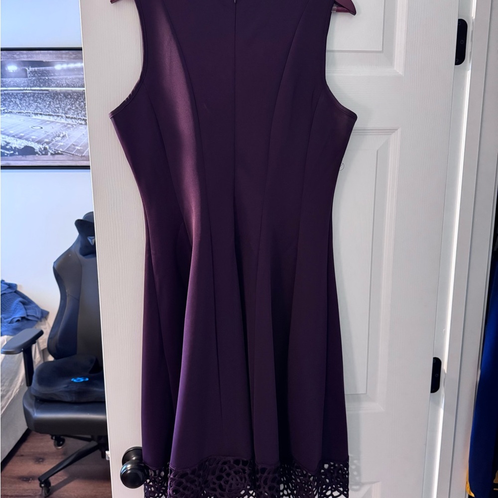 Donna Ricco Deep Purple Midi Dress
